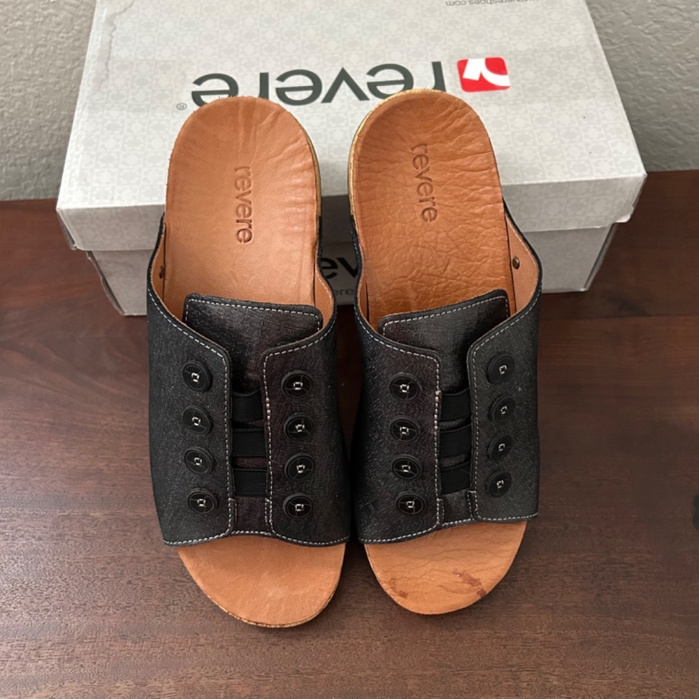 Revere Women's Antalya Slide Sandal Black Linen EU41 US 10 - 10.5 W BRAND NEW - Picture 6 of 7